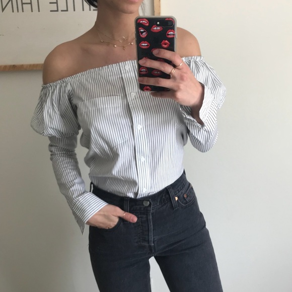 Bailey 44 Tops - Off The Ahoulder Date Night Stripe Top